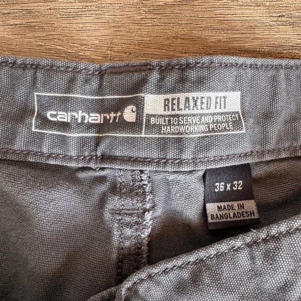 Carhartt Rugged Flex Relaxed Fit Canvas Work Pants Gray BN2291-M 36x32 Mens